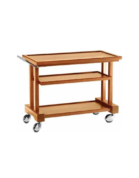 Carrello di servizio in legno massello 3 piani colore noce cm 115x55x82h