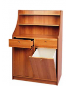 Mobile di servizio da sala in legno colore noce -  1 sportello + 1 tramoggia + 2 cassetti cm 95x49x144h