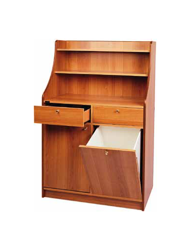 Mobile di servizio da sala in legno colore noce -  1 sportello + 1 tramoggia + 2 cassetti cm 95x49x144h