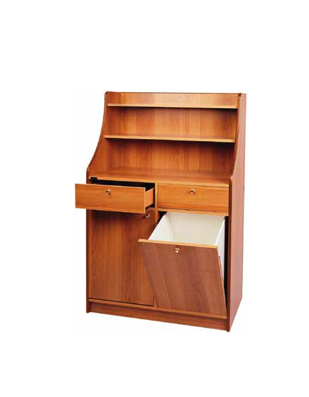 Mobile di servizio da sala in legno colore noce -  1 sportello + 1 tramoggia + 2 cassetti cm 95x49x144h