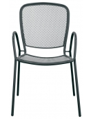Poltroncina con braccioli, struttura in acciaio verniciato, seduta e schienale a griglia - cm 45x44x90h