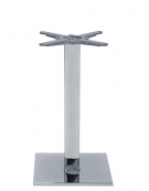 Base con struttura in acciaio inox cromato con piedini regolabili - Per piano quadrato - Base cm 40x40