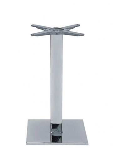 Base con struttura in acciaio inox cromato con piedini regolabili - Per piano quadrato - Base cm 40x40