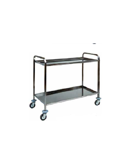 Carrello in acciaio inox 2 piani inox piegati, satinati,insonorizzati cm 83x57x97h