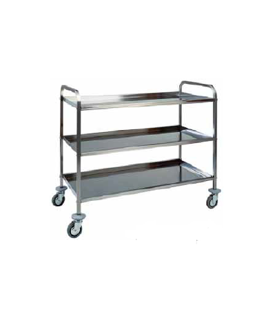 Carrello in acciaio inox 3 piani inox piegati, satinati,insonorizzati cm 83x57x97h