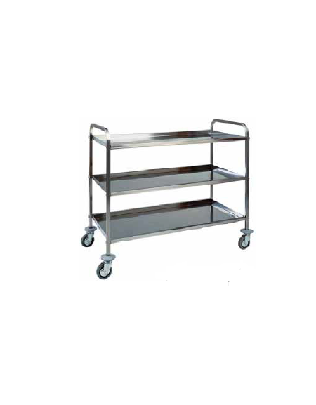 Carrello in acciaio inox 3 piani inox piegati, satinati,insonorizzati cm 83x57x97h