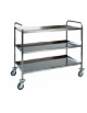 Carrello in acciaio inox AISI 304 - 3 piani inox piegati, satinati,insonorizzati - cm 111x57x96h - Portata kg 80