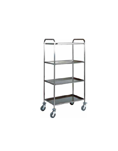Carrello in acciaio inox 4 piani inox piegati, satinati,insonorizzati cm 83x57x172h Carrello in acciaio inox 4 piani inox piegati, satinati,insonorizzati cm 83x57x172h