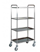 Carrello in acciaio inox AISI 304 - 4 piani inox piegati, satinati,insonorizzati - cm 91x57x172h - Portata kg 80