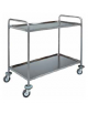 Carrello di servizio inox AISI 304 con struttura tubolare 2 piani stampati da cm 80x50 - Portata kg 100 - cm 90x60x94h