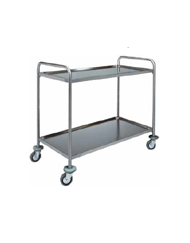 Carrello di servizio inox AISI 304 con struttura tubolare 2 piani stampati - cm 110x60x94h - Portata kg 100