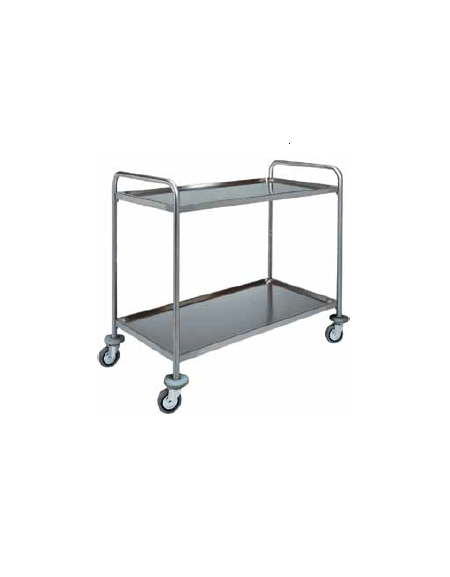 Carrello di servizio inox AISI 304 con struttura tubolare 2 piani stampati - cm 110x60x94h - Portata kg 100