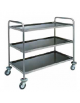 Carrello di servizio inox AISI 304 con struttura tubolare 3 piani stampati - cm 90x60x104h - Portata kg 100