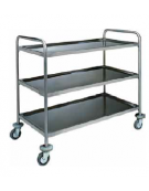 Carrello di servizio inox AISI 304 con struttura tubolare 3 piani stampati - cm 110x60x104h - Portata kg 100
