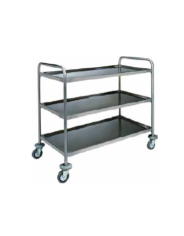 Carrello di servizio inox con struttura tubolare 3 piani stampati cm 109x59x103h