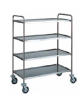 Carrello di servizio inox AISI 304 con struttura tubolare 4 piani stampati - cm 90x60x140h - Portata kg 100