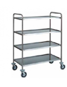 Carrello di servizio inox AISI 304 con struttura tubolare 4 piani stampati - cm 110x60x140h - Portata kg 100