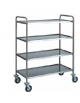 Carrello di servizio inox AISI 304 con struttura tubolare 4 piani stampati - cm 110x60x140h - Portata kg 100