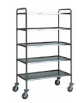 Carrello di servizio inox AISI 304 con struttura tubolare 5 piani stampati - cm 110x60x170h - Portata kg 100