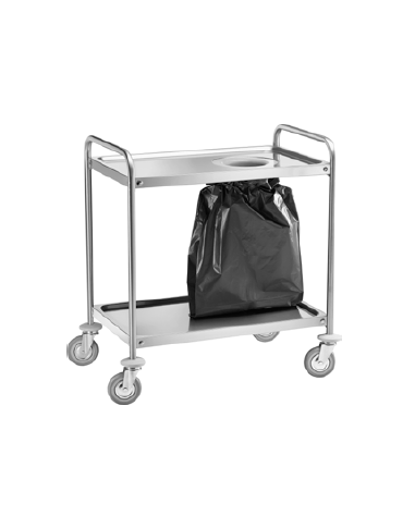carrello in acciaio inox 1 foro per sacco porta rifiuti cm 109x59x93h