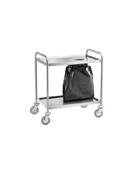 carrello in acciaio inox 1 foro per sacco porta rifiuti cm 109x59x93h