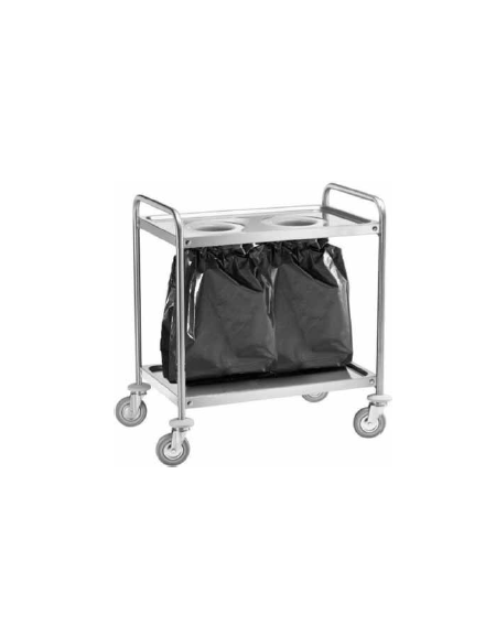 carrello in acciaio inox 2 fori per sacchi porta rifiuti cm 109x59x93h