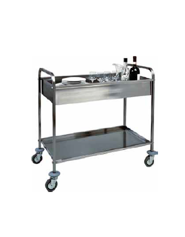 Carrello in acciaio inox AISI 304 da sbarazzo, 1 vasca h15cm, 1 piano piegato - cm 101x57x97h