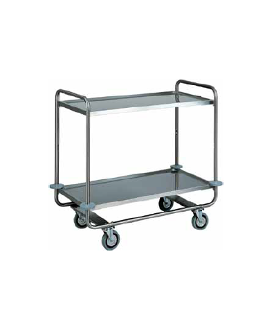 Carrello di servizio in acciaio inox con 2 piani stampati in forma di vassoio cm 109x59x100h