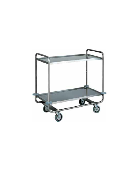 Carrello di servizio in acciaio inox con 2 piani stampati in forma di vassoio cm 109x59x100h