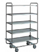Carrello di servizio in acciaio inox con 5 piani stampati in forma di vassoio cm 110x60x160h - Portata kg 150