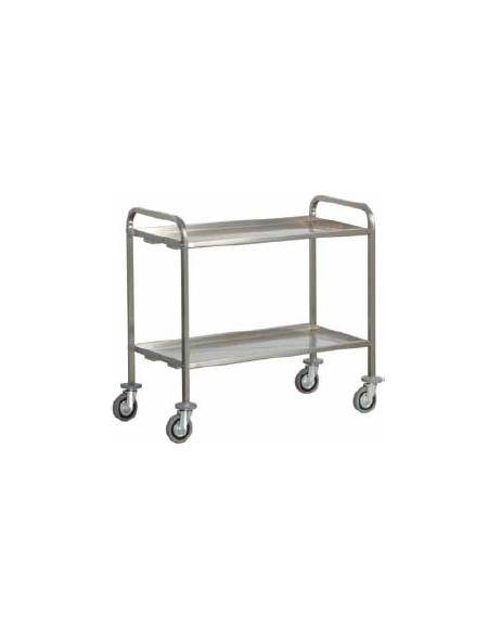 Carrello di servizio in acciaio inox trasporto pesante 2 piani cm 111x66x98h