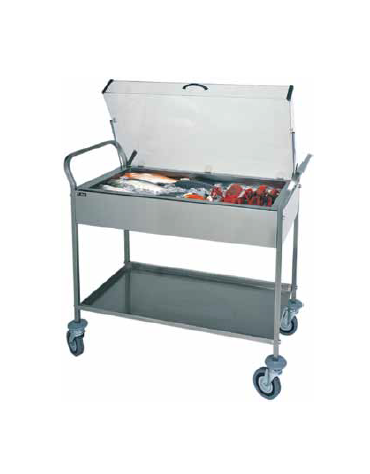 CARRELLO IN ACCIAIO DUE PIANI REFRIGERABILE CON PIASTRE EUTETTICHE GN 1/4 CM 108x57x103 h