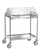 Carrello di servizio in acciaio inox AISI 304, 2 piani stampati con cupola semicircolare - cm 110x60x109h