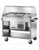 Carrello espositore refrigerato +2° +10°C, in acciaio inox con cupola in plexiglass - 3 x GN1/1 - cm 124x72x126h