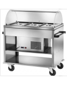 Carrello espositore refrigerato -5° +5°C, in acciaio inox con cupola in plexiglass - 3 x GN1/1 - cm 124x72x126h