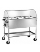Carrello termico inox bagnomaria con cupola in plexiglass 3x1/1 GN cm 117x67x114h