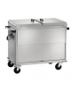 Carrello termico armadiato in acciaio inox bagnomaria, con coperchi apribili a compasso 180° - 2x1/1 GN - cm 96x68x102h