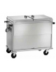 Carrello termico armadiato in acciaio inox bagnomaria, con coperchi apribili a compasso 180° - 3x1/1 GN  - cm 130x68x102h
