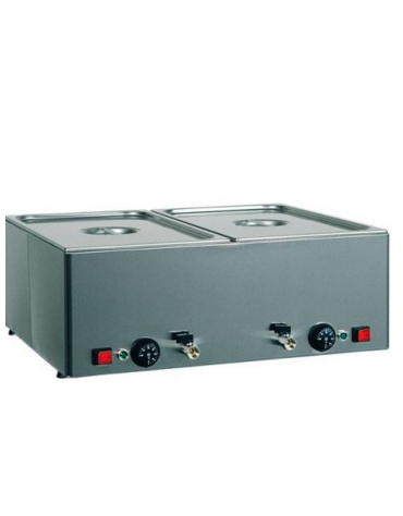 Tavola calda da banco inox bagnomaria - capacità 3x 1/1 GN cm 99x54x22h
