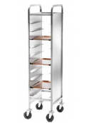 Carrello portavassoi rinforzato inox - pannelli laterali inox-10 vassoi  GN - cm 45x62x174h
