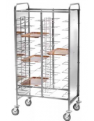 Carrello portavassoi universale inox con pareti laterali inox - 20 vassoi - cm 95x62x175h