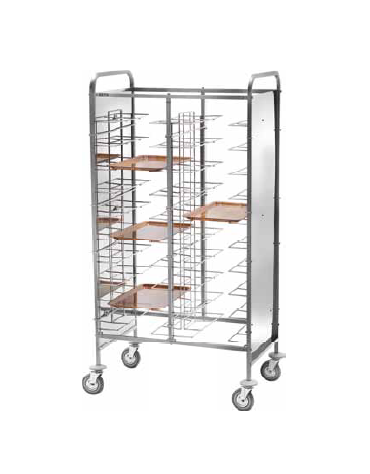 Carrello portavassoi universale inox con pareti laterali inox-20 vassoi cm 95x62x175h