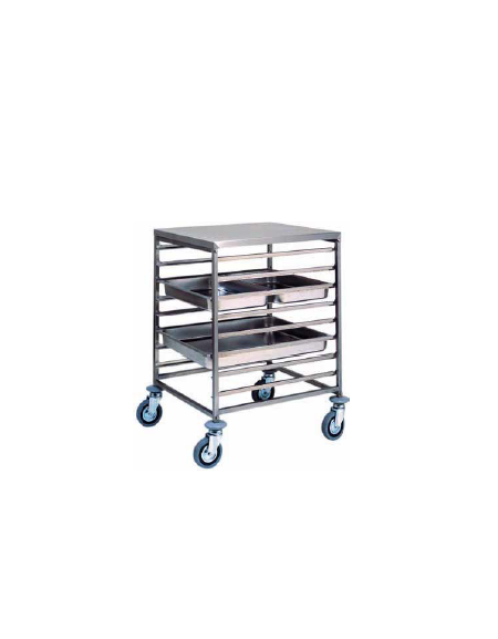 Carrello portateglie inox - Portata  8 teglie GN 2/1 oppure 16 GN 1/1 cm 65x76x94h