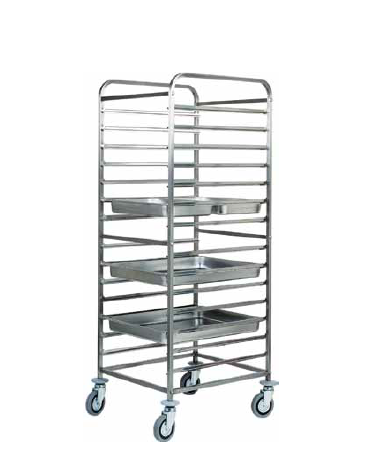 Carrello portateglie inox - Portata  14 teglie GN 2/1 oppure 28 GN 1/1 cm 65x76x182h