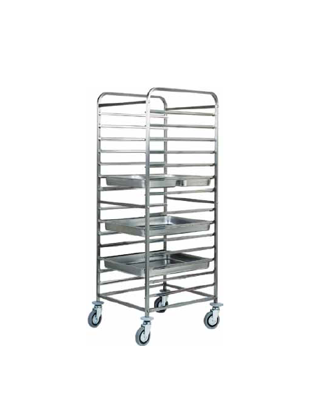 Carrello portateglie inox - Portata  14 teglie GN 2/1 oppure 28 GN 1/1 cm 65x76x182h
