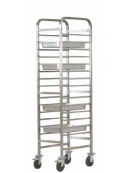 Carrello portateglie in acciaio inox rinforzato - Portata 14 teglie GN 1/1 cm 46x62x182h