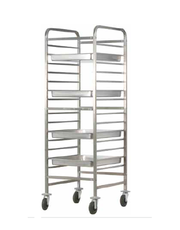 Carrello portateglie inox rinforzato - Portata 14 teglie GN 2/1 oppure 28 teglie GN 1/1cm 66x72x182h