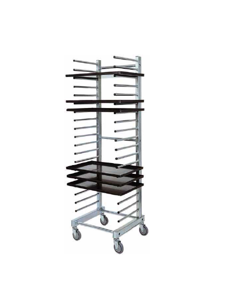 Carrello portateglie in acciaio inox universale - portata 20 teglie cm 51x47x177h