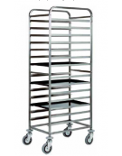 Carrello portateglie in acciaio inox - portata 14  teglie 60x40 - cm 52x72x182h
