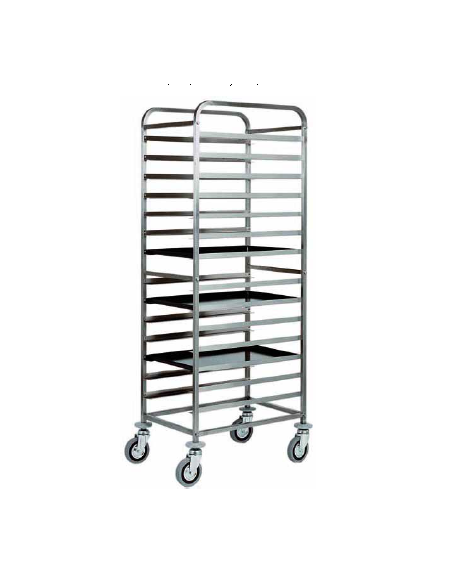 Carrello portateglie in acciaio inox - portata 14  teglie 60x40 cm 51x80x177 h